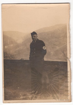 Third Reich Photograph of a Man with an Armband with a Swastika