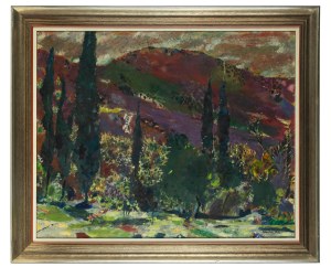 Juliusz Joniak (1925-2021), Landscape with cypresses, 1985.