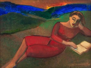 Anna Karpowicz-Westner (b. 1951 Krakow), Reading in a red dress, 2023.