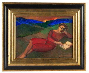 Anna Karpowicz-Westner (b. 1951 Krakow), Reading in a red dress, 2023.