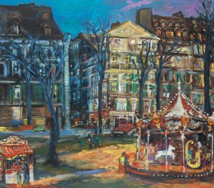 Jan Szancenbach (1928 Kraków - 1998 there), Le carrousel, from the Montmartre series, 1992.