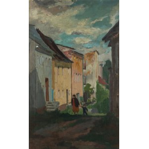 Józef Hałas (1927 Nowy Sącz - 2015 Wrocław), Pejzaż z domami. Lwówek Śląski