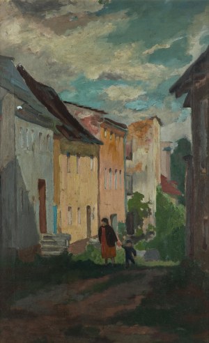 Józef Hałas (1927 Nowy Sącz - 2015 Wrocław), Landscape with houses. Lviv Silesia