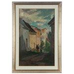 Józef Hałas (1927 Nowy Sącz - 2015 Wrocław), Pejzaż z domami. Lwówek Śląski