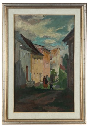 Józef Hałas (1927 Nowy Sącz - 2015 Wrocław), Landscape with houses. Lviv Silesia