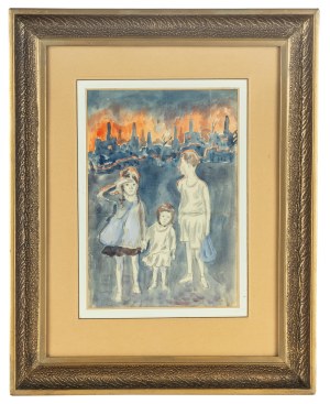 Zbigniew Pronaszko (1885 Debrecen - 1958 Krakow), Children against the background of a burning city