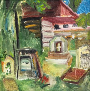 Juliusz Studnicki (1906 Kniażyce - 1978 Warsaw), Motif with wooden architecture
