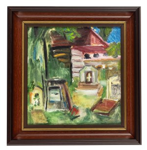 Juliusz Studnicki (1906 Kniażyce - 1978 Warsaw), Motif with wooden architecture