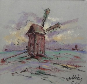 Viktor Zin(1925-2007),Landscape with a windmill