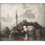 Rudolf Priebe(1889-1956),Łódź rybacka przy brzegu