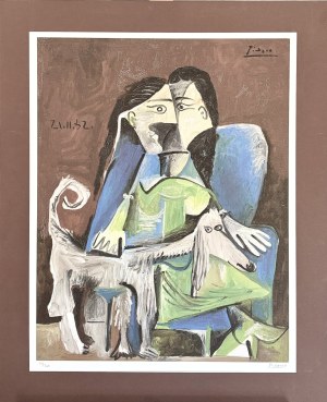 Pablo Picasso ( 1881-1973) from the series :Femme avec un chien ( Woman with a dog) 1962