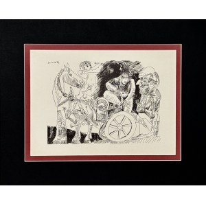 Pablo Picasso (1881-1973) Une femme nue, ses amants et un putto, ( Naga kobieta , jej kochankowie i Putto)