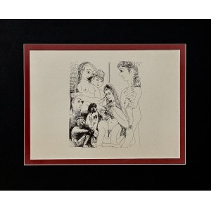 Pablo Picasso (1881-1973) Une vierge avec un oiseau, un homme avec un poisson et le petit Saint Jean, ( Dziewica z ptakiem, mężczyzna z rybą i mały św. Jan)