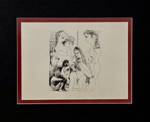Pablo Picasso (1881-1973) Une vierge avec un oiseau, un homme avec un poisson et le petit Saint Jean, ( A virgin with a bird, a man with a fish and little Saint John).