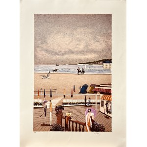 Ramon Dilley (1932 -2013 ), Les planches de Deauville (Molo w Deauville), 1982