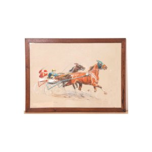 Eugene PÉCHAUBES (1890-1967), Courses de trot (Wyścigi kłusaków), 1954