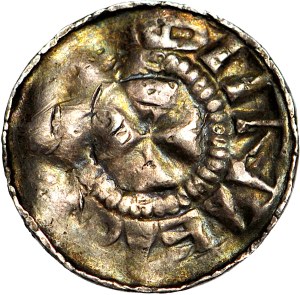 Cross denarius type II 11th century, Chapel with circle