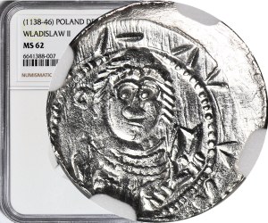 RR-, Ladislaus II the Exile 1138-1146, Denarius, prince and bishop, letter E