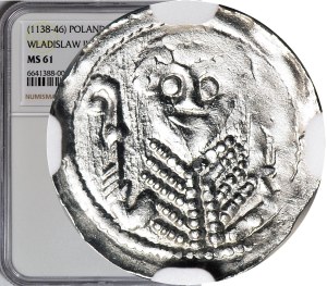 RRR-, Ladislaus II the Exile 1138-1146, Denarius, prince and bishop, letter T