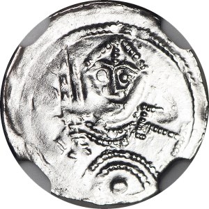 RRR-, Ladislaus II the Exile 1138-1146, Denarius, prince and bishop, letter T