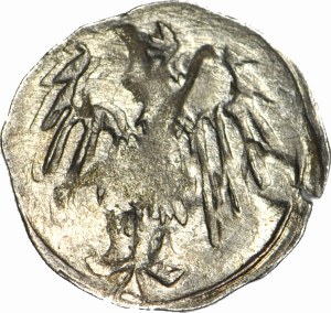 Silesia, George of Podebrad 1454-1462, Halerz no date, Lion/Eagle, mint, R5, long and thin eagle feathers