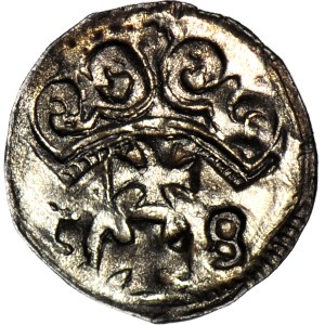 R-, Zygmunt II August Denar 1558, Gdańsk, ozdobny styl, R4