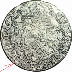 RR-, Zygmunt III Waza, Szóstak 1627, Kraków, przebite R(O)G na REG w legendzie