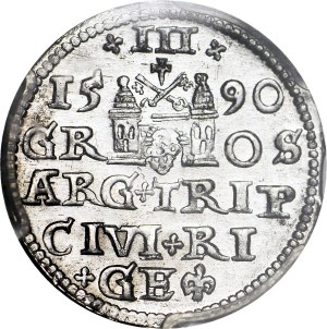 Sigismund III Vasa, Trojak 1590 Riga, minted
