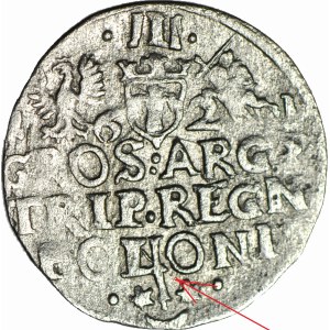 RR-, Zygmunt III Waza, Trojak 1621, Kraków, przebitka PONONI na POLONI