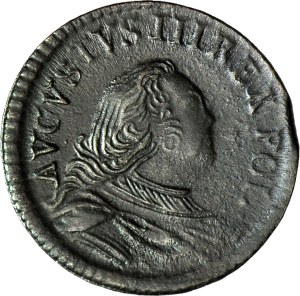 R-, August III Sas, 1754 penny - letter H, anomalous