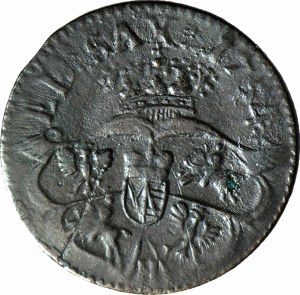 R-, August III Sas, 1754 penny - letter H, anomalous