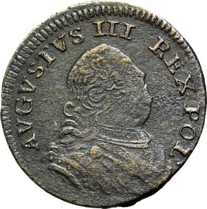 RRR-, August III Saxon, Penny 1754 - letter 3, Dresden?