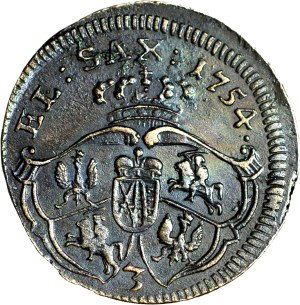 RRR-, August III Saxon, Penny 1754 - letter 3, Dresden?