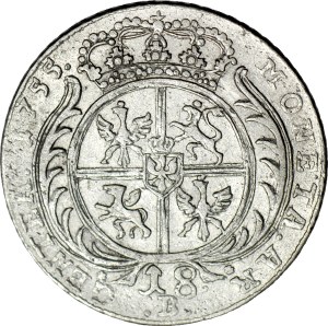 RR-, Imitation of the Prussian orta of Leipzig August III, 18 krajcars Wroclaw 1755
