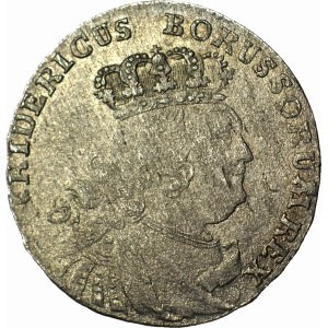 Naśladownictwo pruskie szóstaka lipskiego Augusta III, 1756, Królewiec, rzadkie