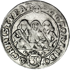 RRR-, Śląsk, trzech braci, 3 krajcary 1656, Brzeg, bardzo rzadka