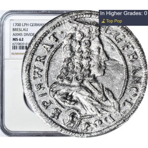 Śląsk, Franciszek Ludwik, 1 krajcar 1700, Nysa, data w otoku, rzadki