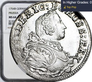 Silesia, Frederick I, Breslau, 3 krajcars 1754 B, magnificent