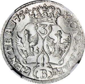Silesia, Frederick I, Breslau, 3 krajcars 1754 B, magnificent