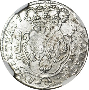 Silesia, Frederick I, Breslau, 6 krajcars 1756 B, two rows of pearls, minted