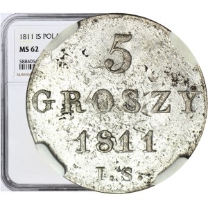 Księstwo Warszawskie, 5 groszy 1811 IS, przebite na 1/24 talara, mennicze