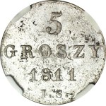 Księstwo Warszawskie, 5 groszy 1811 IS, przebite na 1/24 talara, mennicze