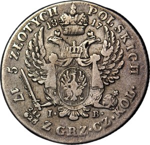 Kingdom of Poland, Alexander I, 5 gold 1817 IB, Warsaw, beaks open - long tongues of eagles
