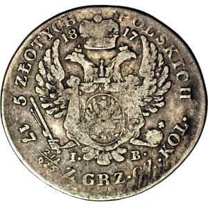 Królestwo Polskie, Aleksander I, 5 złotych 1817 IB, Warszawa, dzioby zamknięte