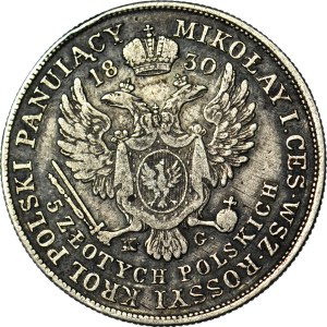 R-, Kingdom of Poland, Alexander I, 5 zloty 1830 KG, rarest, Berez. 15 zl.