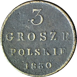 Kingdom of Poland, 3 pennies 1830 FH, beautiful