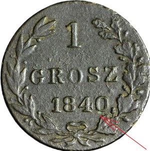 RRR-, Kingdom of Poland, 1 penny 1840/1837, DATE SIGNED, unlisted