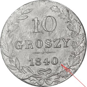 RR-, Królestwo Polskie, 10 Groszy 1840 Z KROPKĄ PO DACIE, 0 razy WCN