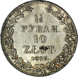 Russian Partition, 10 gold = 1 1/2 rubles 1833, NG, St. Petersburg, BEAUTIFUL