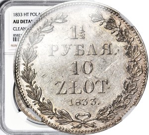 Russian Partition, 10 gold = 1 1/2 rubles 1833, NG, St. Petersburg, BEAUTIFUL